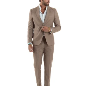 Abito uomo monopetto completo viscosa giacca pantaloni sabbia melangiato GIOSAL-AE1164A