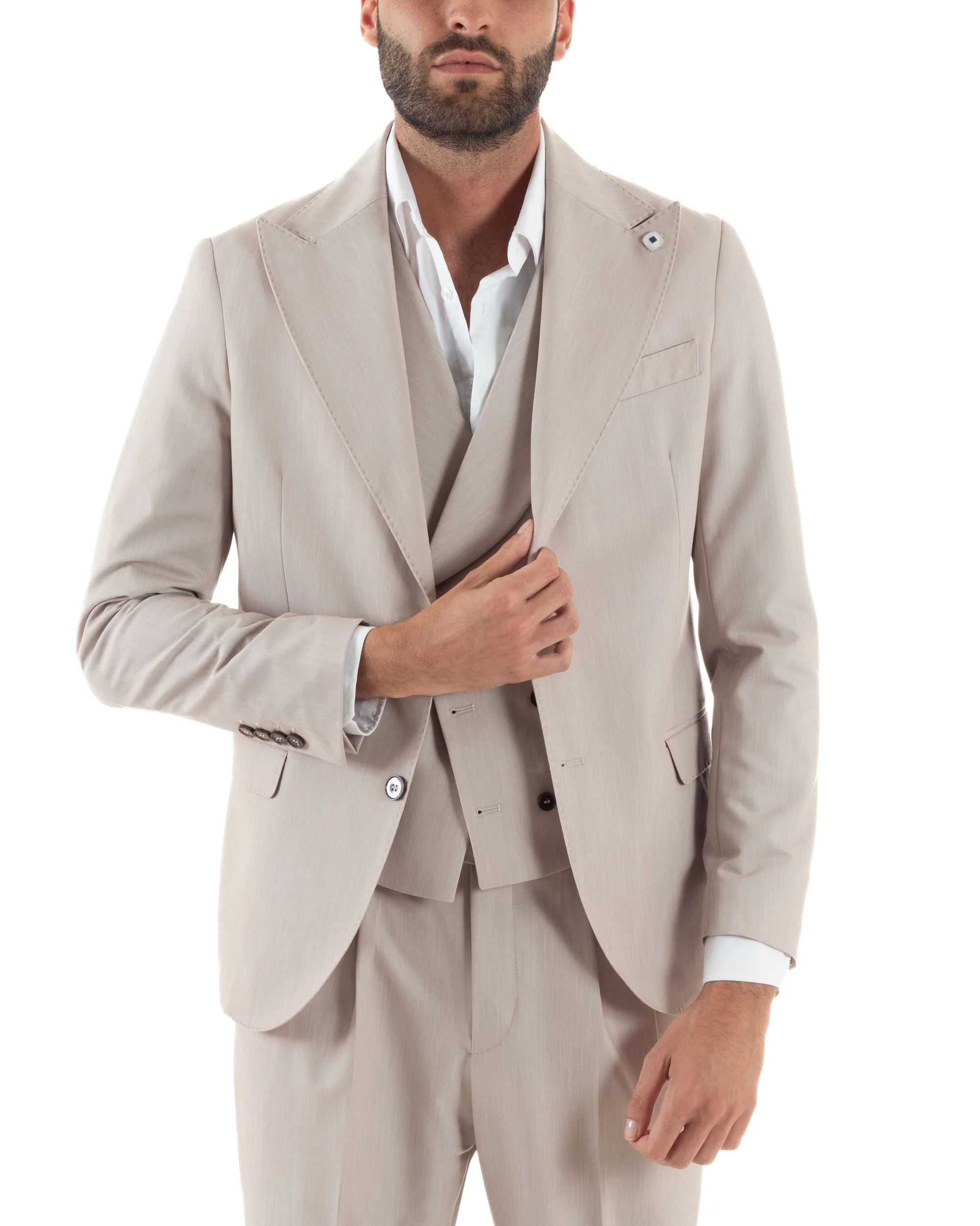Abito Monopetto Sartoriale Tre Pezzi Gilet Doppiopetto AE1175A - immagine 4