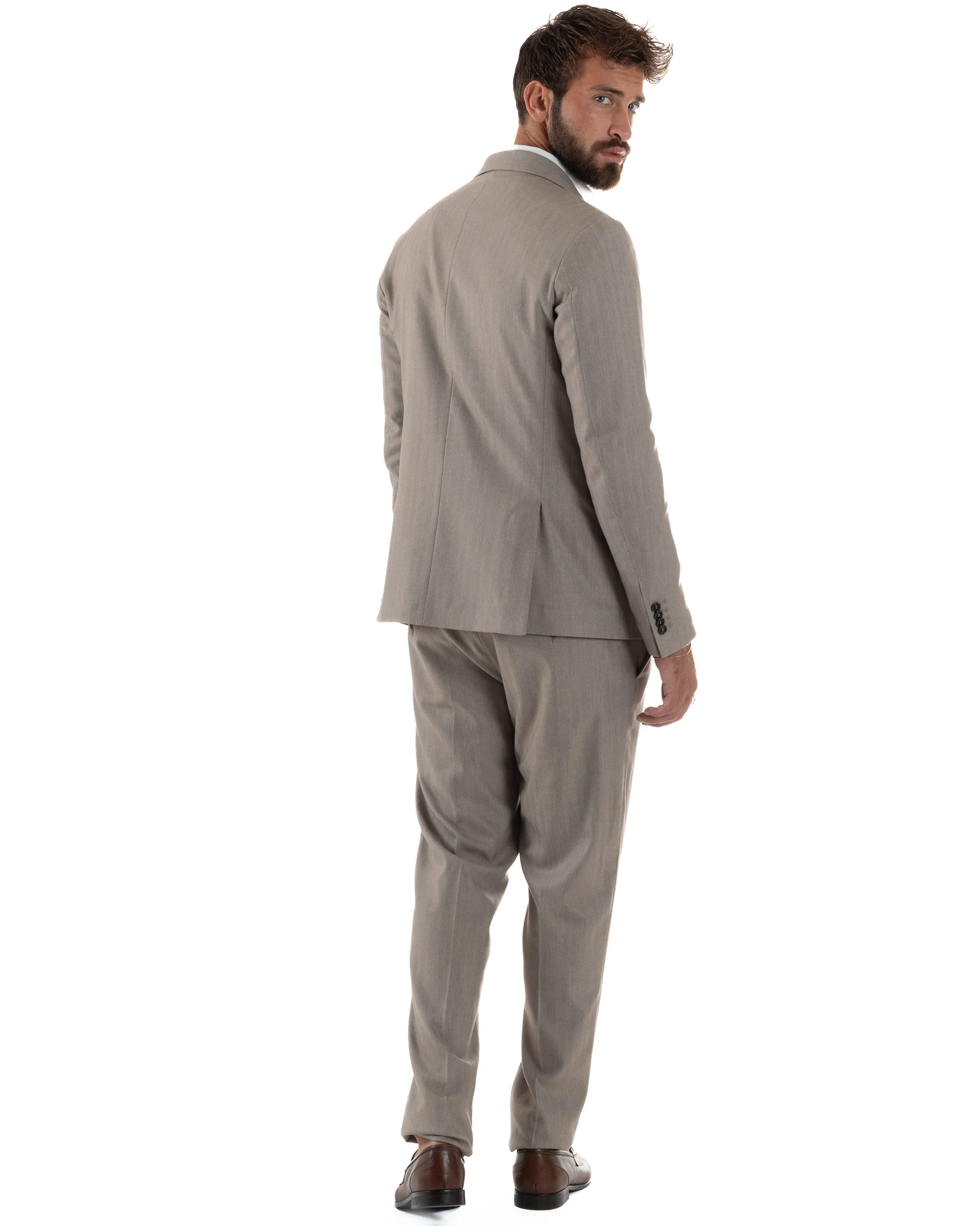Abito Uomo Monopetto Viscosa Sartoriale Beige Melangiato Over-D OC1F2W5A06 - immagine 8
