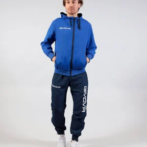 Tuta GIVOVA WINNER AZZURRO BLU Triacetato Set Unisex Sportivo Da Ginnastica Felpa Con Zip Pantaloni Tracksuit GIOSAL