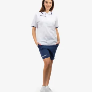 Kit STREET GIVOVA BIANCO BLU Set Unisex Cotone Bicolore Sportivo Maglia Con Colletto Polo Mezze Maniche Bermuda Microfibra Pantaloncino Da Allenamento GIOSAL