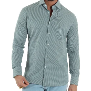 Camicia uomo cotone collo francese slim fit quadretti verde GIOSAL-C3071A