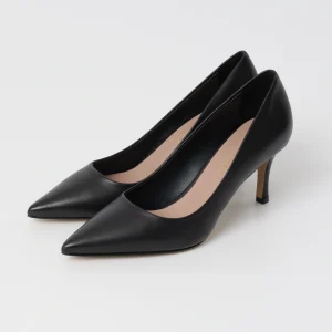 Decolletè donna classica in pelle nera con tacco stiletto 70 mm