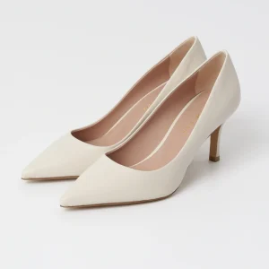 Decolletè donna classica in pelle latte con tacco stiletto 70 mm