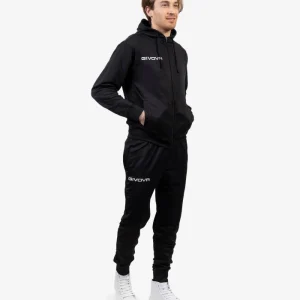 Tuta GIVOVA KING 4 SEASON NERO Set Unisex Sportivo Felpa Con Zip Con Capuccio Pantaloni Da Ginnastica Tracksuit GIOSAL