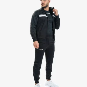 Tuta GIVOVA ONE FULL ZIP NERO BIANCO Set Unisex Sportivo Da Ginnastica Felpa Con Zip Pantaloni Tracksuit GIOSAL