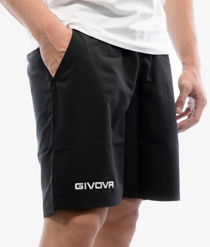 BERMUDA STREET GIVOVA NERO Unisex Microfibra Pantaloncino Da Passeggio Con Tasche America Sportivo Tinta Unita GIOSAL - immagine 2