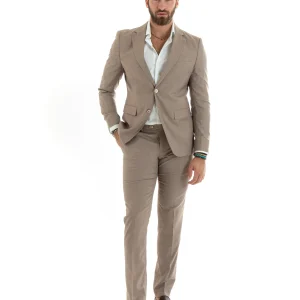 Abito uomo monopetto vestito viscosa completo giacca pantaloni beige GIOSAL-OU2432A