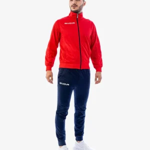 Tuta GIVOVA TORINO ROSSO BLU Triacetato Set Unisex Sportivo Da Ginnastica Felpa Con Zip Pantaloni Tracksuit Bicolore GIOSAL