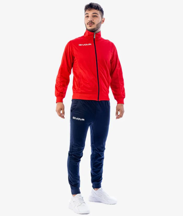 Tuta GIVOVA TORINO ROSSO BLU Triacetato Set Unisex Sportivo Da Ginnastica Felpa Con Zip Pantaloni Tracksuit Bicolore GIOSAL - immagine 2
