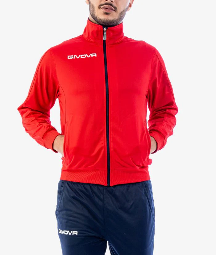 Tuta GIVOVA TORINO ROSSO BLU Triacetato Set Unisex Sportivo Da Ginnastica Felpa Con Zip Pantaloni Tracksuit Bicolore GIOSAL - immagine 3