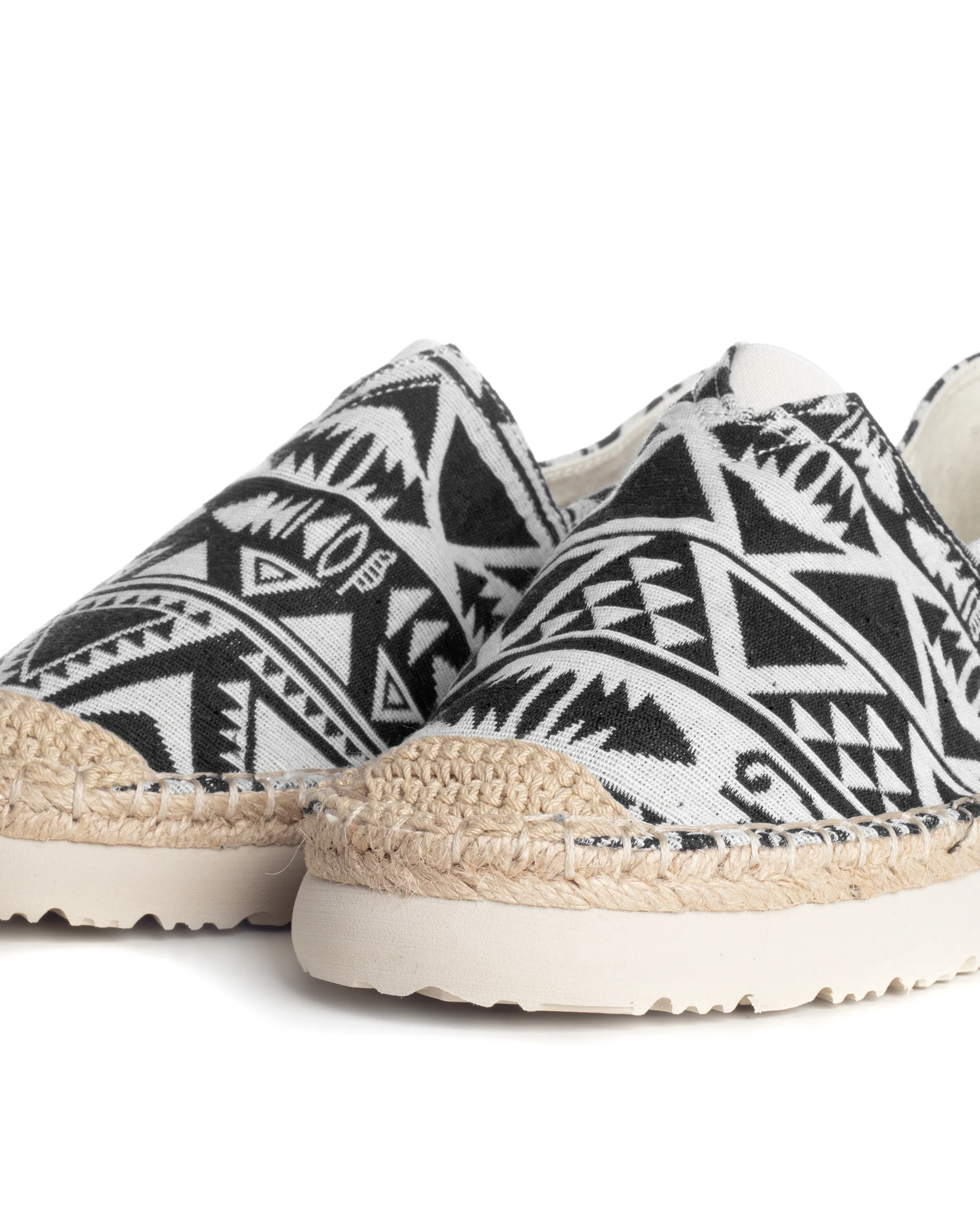 Espadrillas Scarpe Uomo Unisex Tela Estive Mare Fantasia Etnica Azteca Cotone Comode Leggere Nero GIOSAL-S1246A - immagine 4