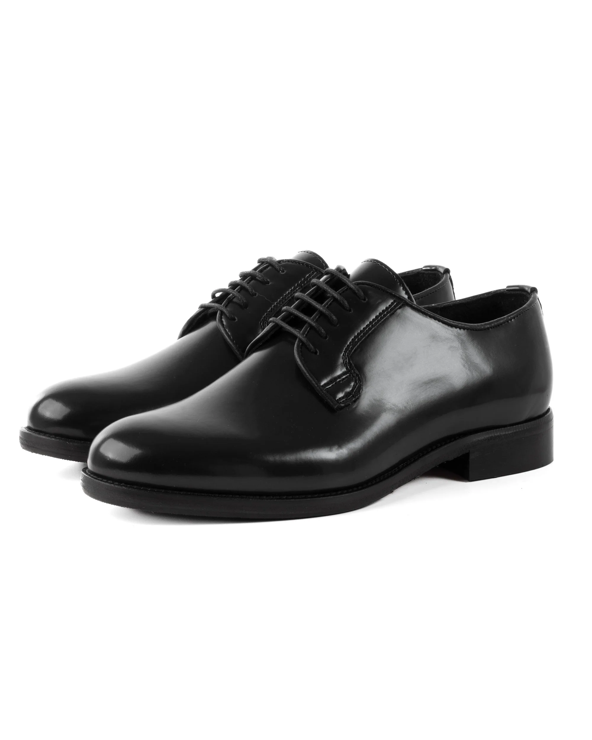 Scarpe Uomo Classiche Stringate Ecopelle Abrasivate Eleganti Cerimonia Derby Con Lacci Suola Di Cuoio Casual Nero GIOSAL-S1275A - immagine 3