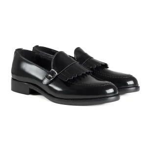 Mocassini Uomo Con Fibbia Frangia Scarpe Eleganti Ecopelle Abrasivate Cerimonia Suola Di Cuoio Casual Nero GIOSAL-S1295A