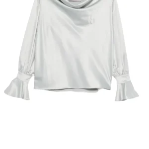 Blusa morbida in satin grigio
