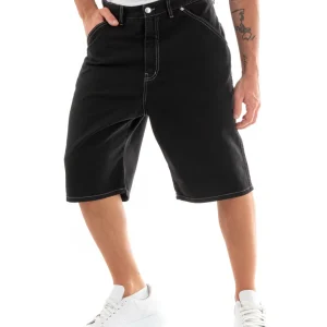 Bermuda Pantaloncini Uomo Corti Jeans Baggy Tasca Smart Denim Nero GIOSAL-PC1919A
