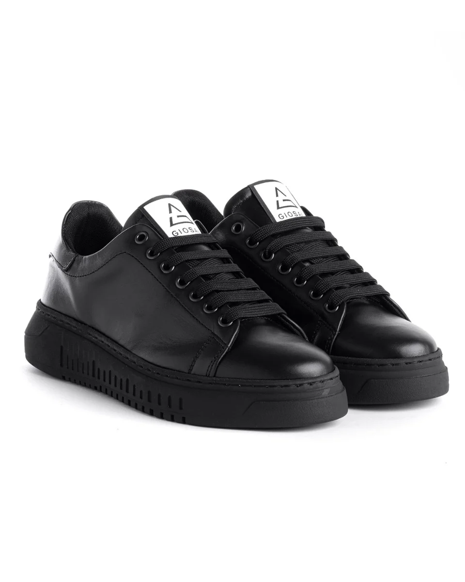 Scarpe Uomo Sneakers Ecopelle Nere Basic Casual Eleganti Sportive GIOSAL-S1187A - immagine 2
