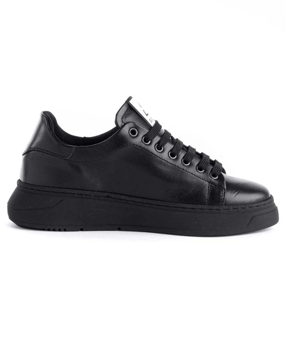 Scarpe Uomo Sneakers Ecopelle Nere Basic Casual Eleganti Sportive GIOSAL-S1187A - immagine 6